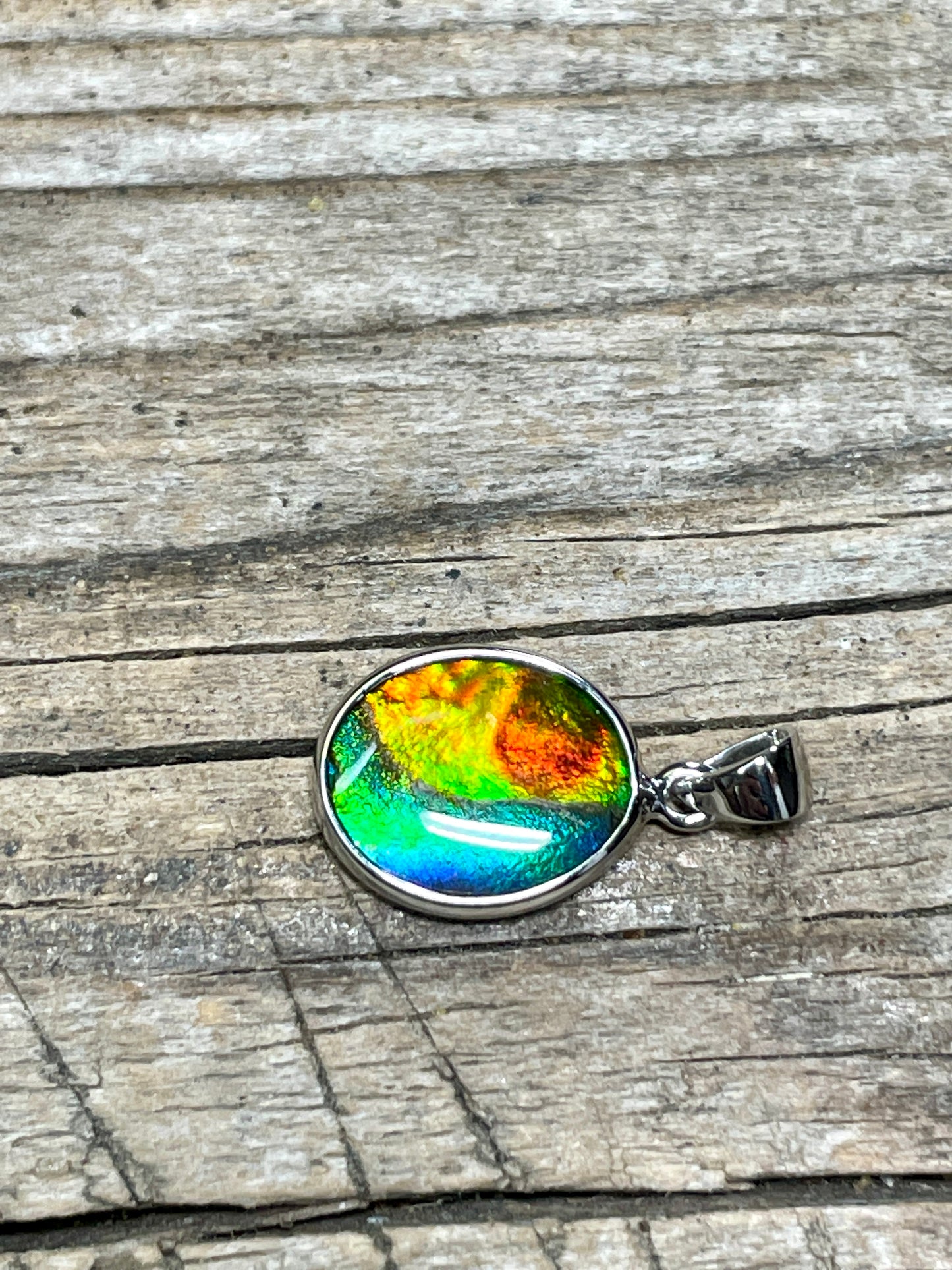 Ammonite Pendant Sterling 925 Silver Multicoloured TJ1005