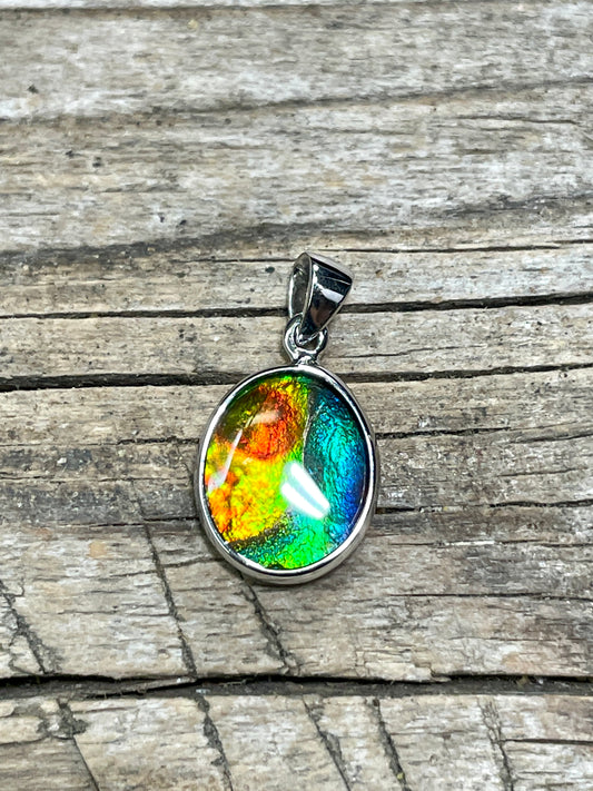 Ammonite Pendant Sterling 925 Silver Multicoloured TJ1005